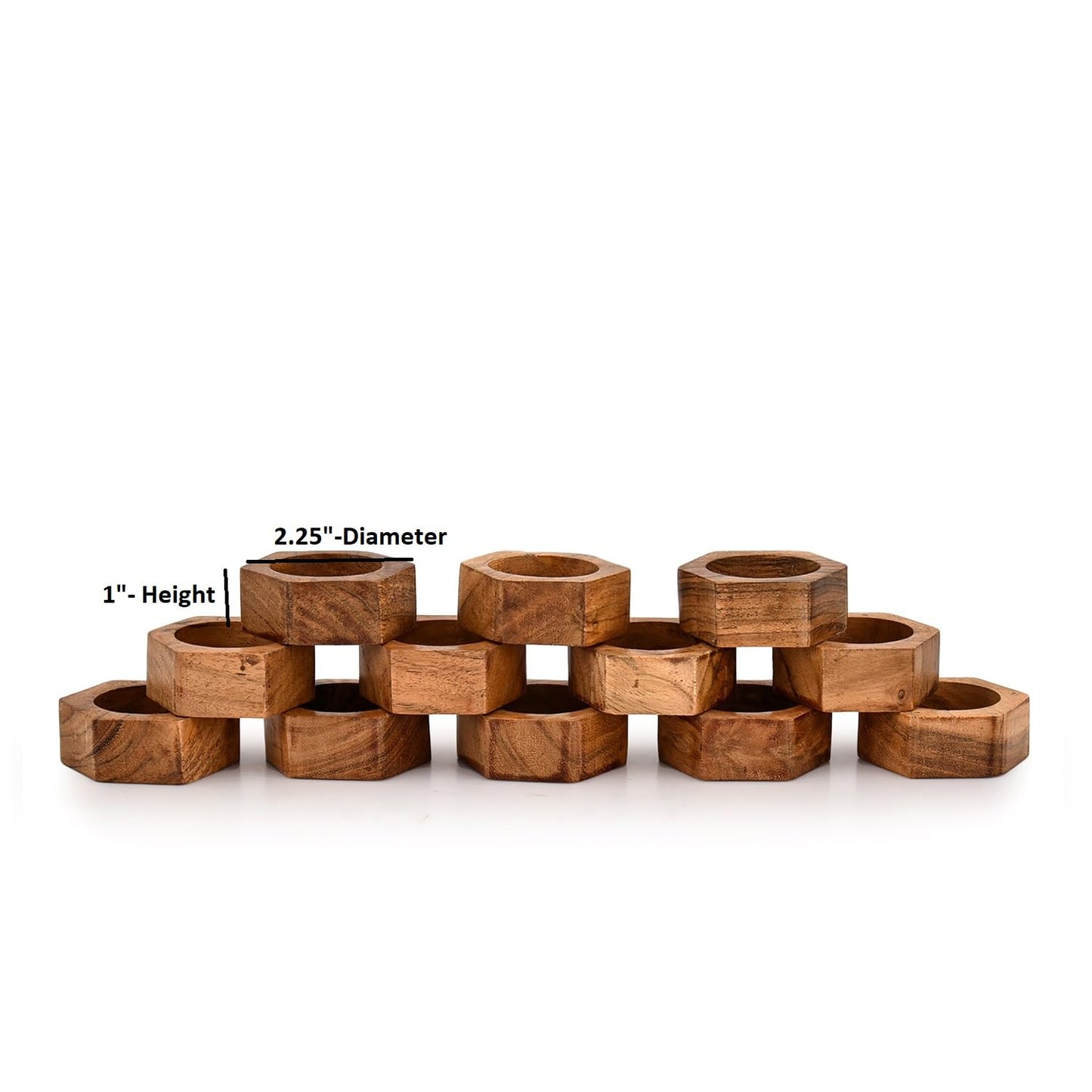 Kaizen Casa Tea Light Holder Acacia Wood Set of 12 Centerpieces for Dining Table Wedding Party Birthday Holiday Decoration (2.25" x 2.25" x 1"), (Set of 12)