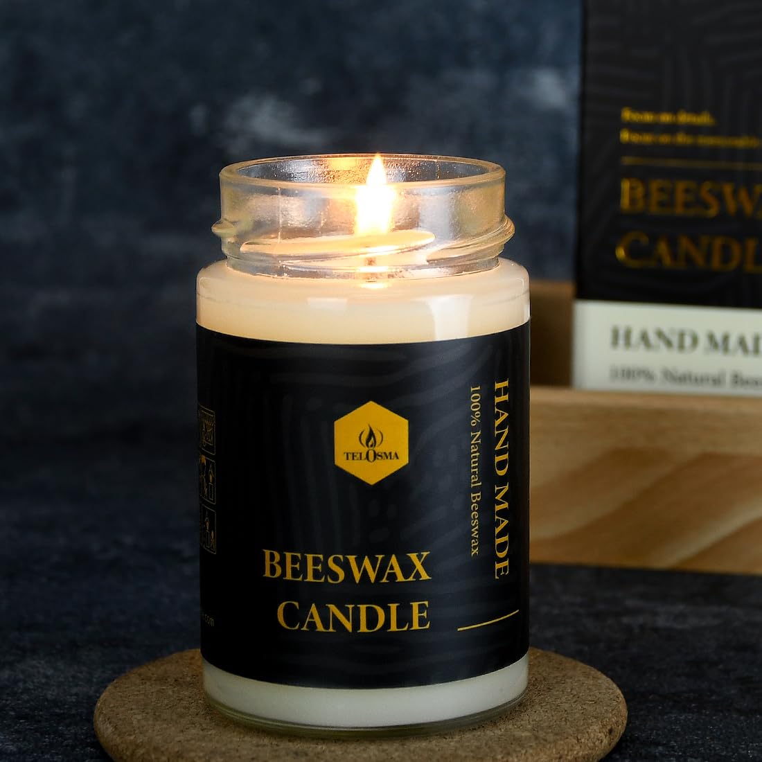 Beeswax Candle in Glass jar, 2 Pack Unscented Natural Organic Emergency Candles - Smokeless Clean Burn | 36 Hours Long Burning Time - Off White