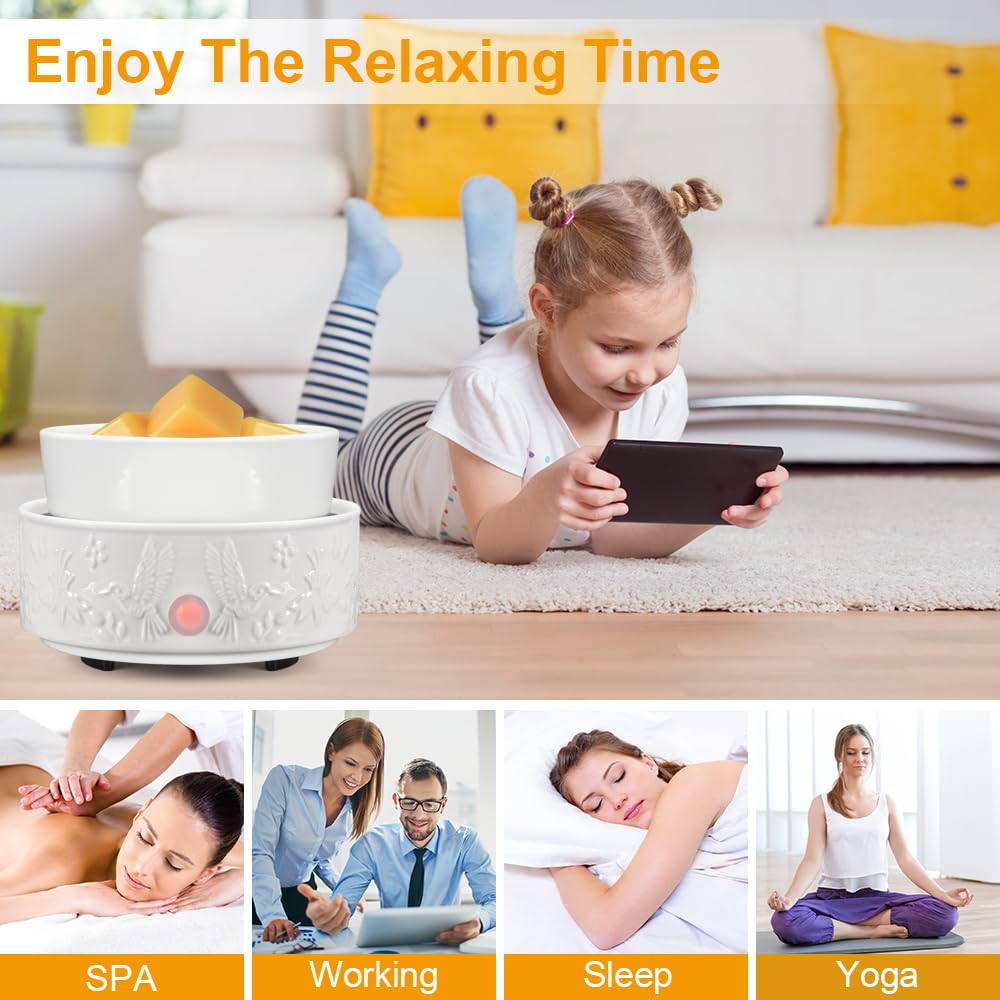 kobodon Wax Melt Warmer for Scented Wax,Ceramic Wax Warmer Fragrances Candle Oils, Home Fragrance Wax Burner,True White Electric Candle Warmer as Gifts for Mom Women(Hummingbird)