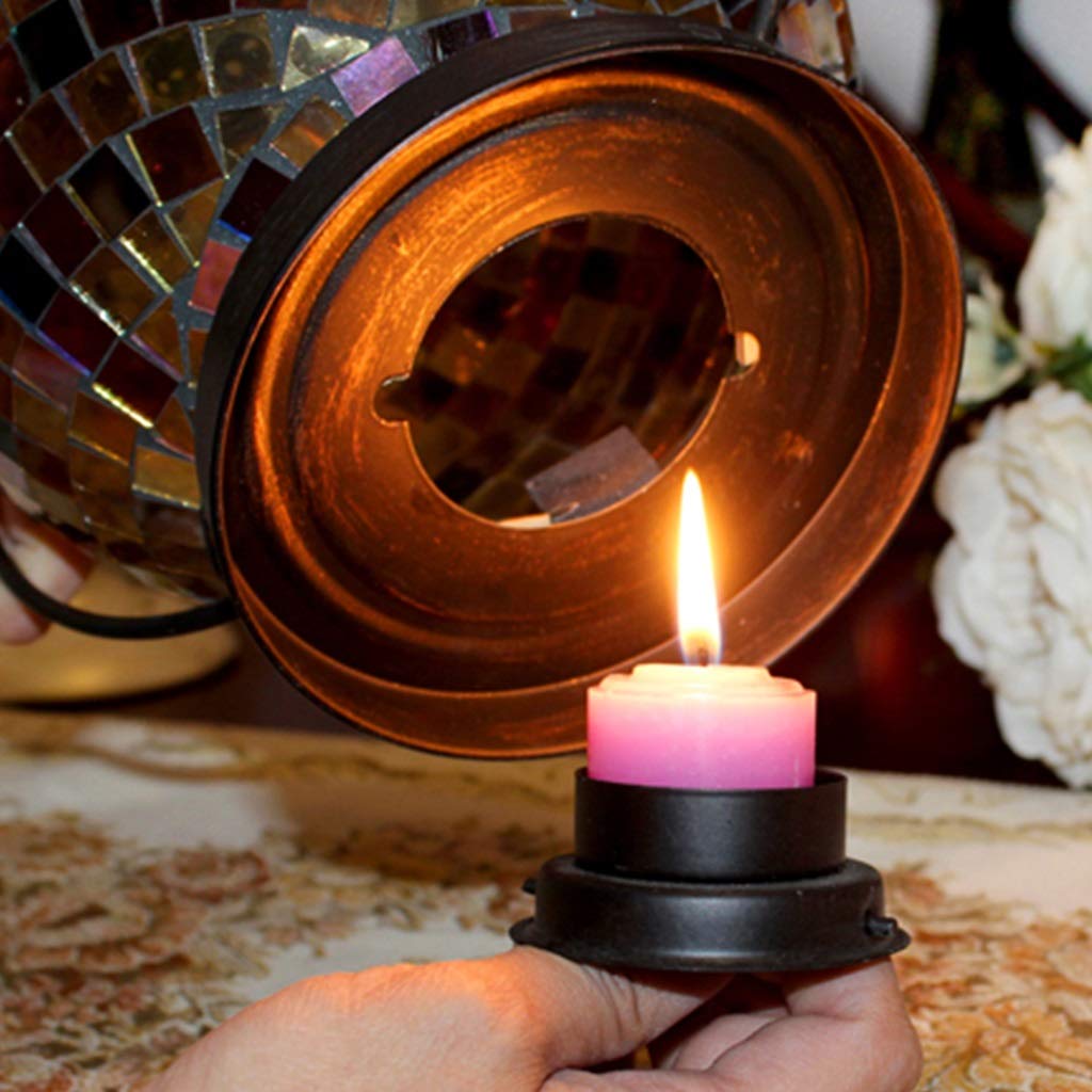 XILIN-1987 Candle Holderss European Mosaic Candle Holder Wrought Iron Glass Candlestick Simple Home Furnishings Decorative Candlestick (Color : C)