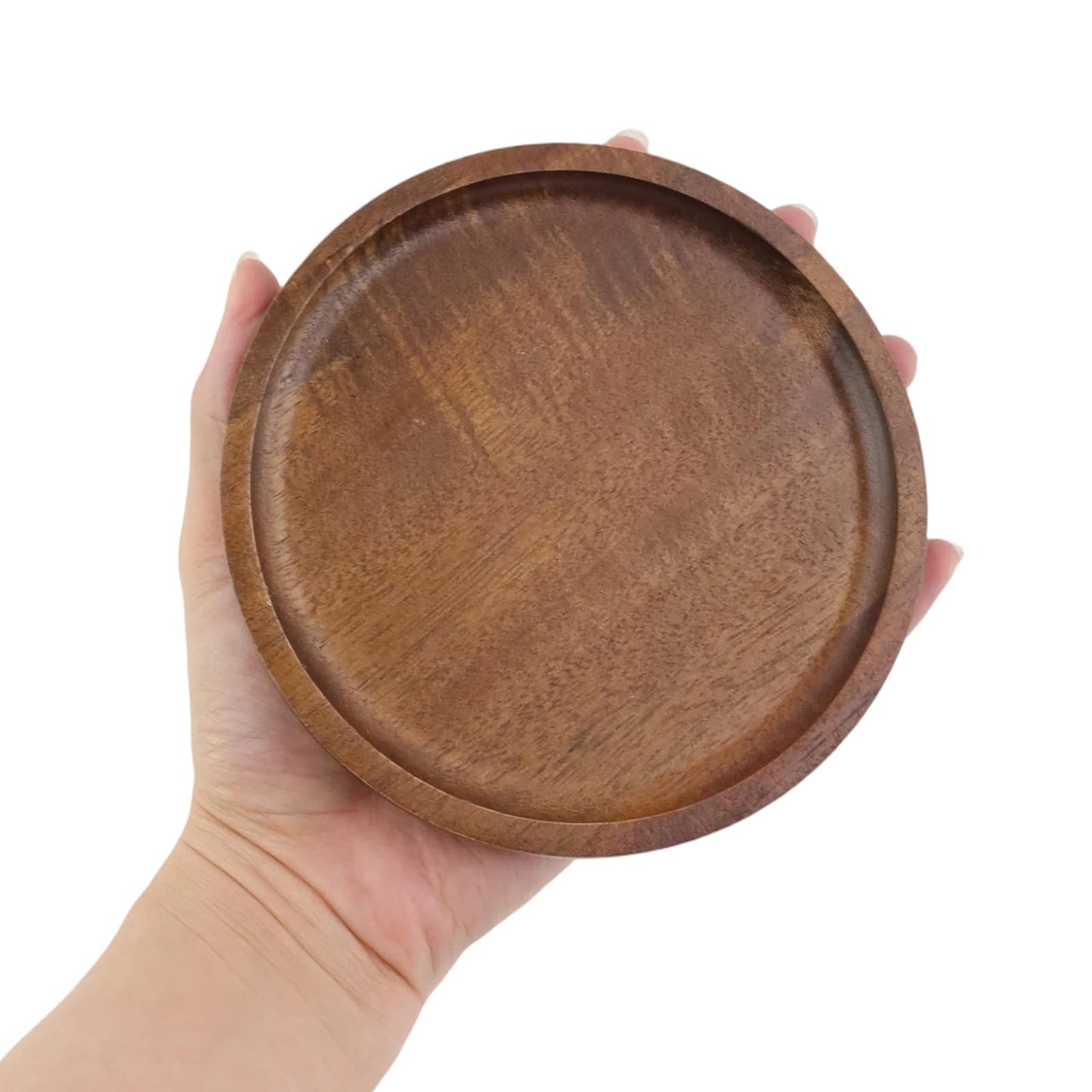 UTALIND Wood Candle Holder Farmhouse Decor, Wooden Pillar Candles Decorative Tray for Pillar Floating Candles Round Wooden Plate Pedestal Stand for Coffee Table Christmas Decor,2Pcs(Brown)