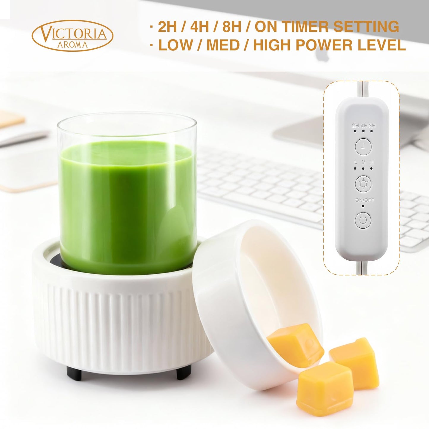 VICTORIA AROMA Ceramic Wax Warmer with Timer, Candle Wax Melter & Wax Burner for Scented Wax Melts, Electric Fragrance Wax Melt Warmer for Home Office Decor Ideal Gift(White)