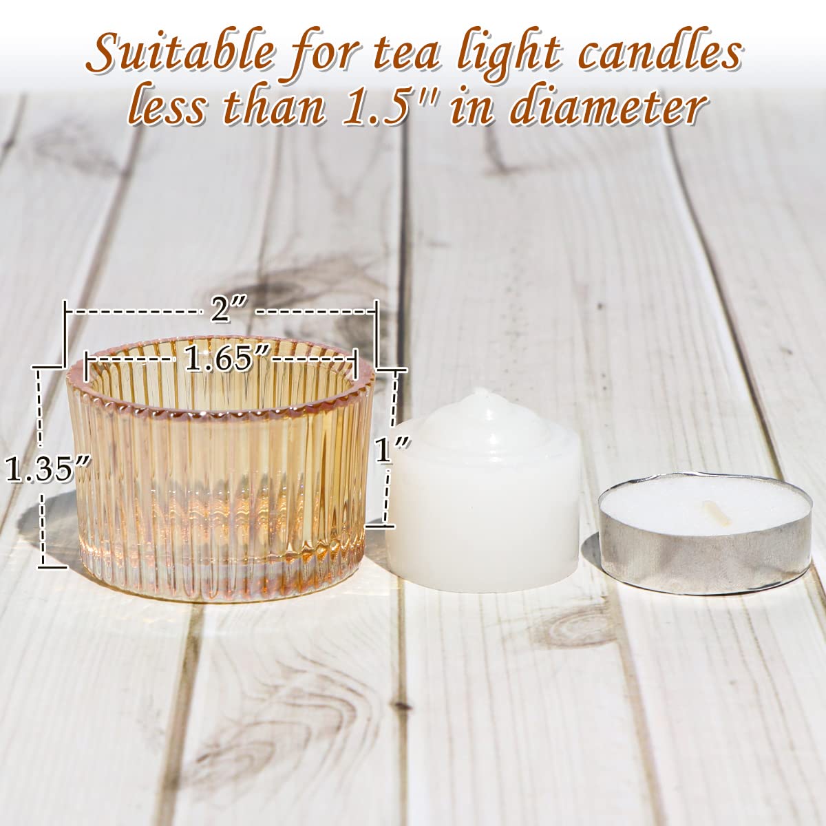 Lanttu Tealight Candle Holder Set of 12, Gold Small Votive Candle Holders for Table Centerpiece, Glass Tea Light Candles Holder for Party & Home, Wedding Decor (2'' Dia x 1.4'' H)