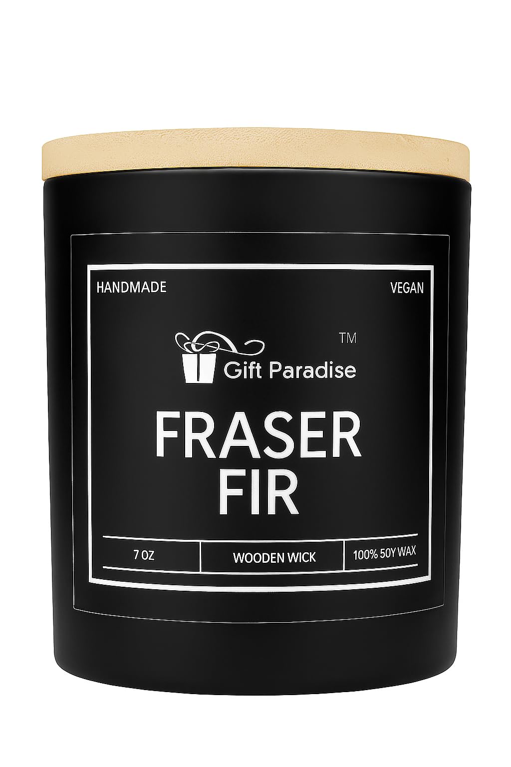 Gift Paradise® Fraser Fir Scented Candle – 7 oz Soy Wax with Crackling Wooden Wick & Wooden Gift Box | Fresh Pine & Evergreen Aromatherapy Candle for Self-Care, Home Refresh & Valentine’s Day Gifting