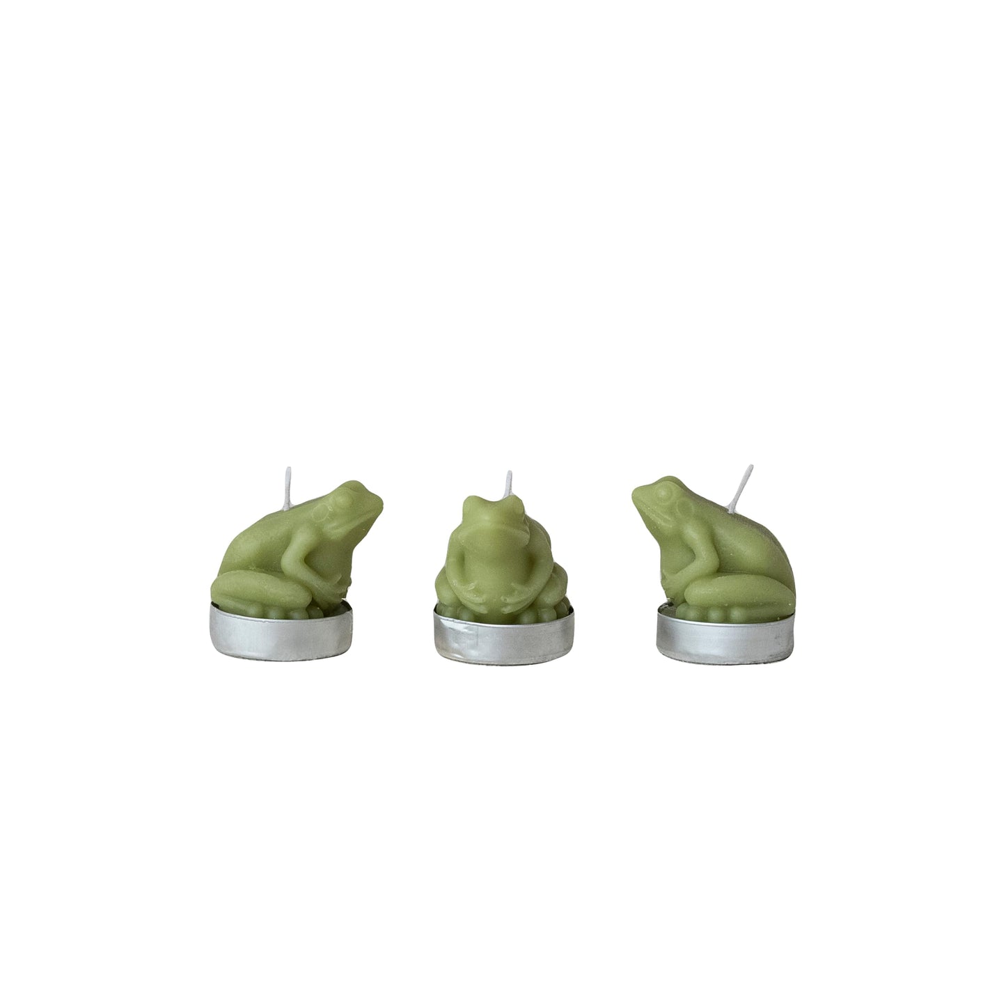 Creative Co-Op Frog Shaped Unscented Tealights, Light Green, Set of 9