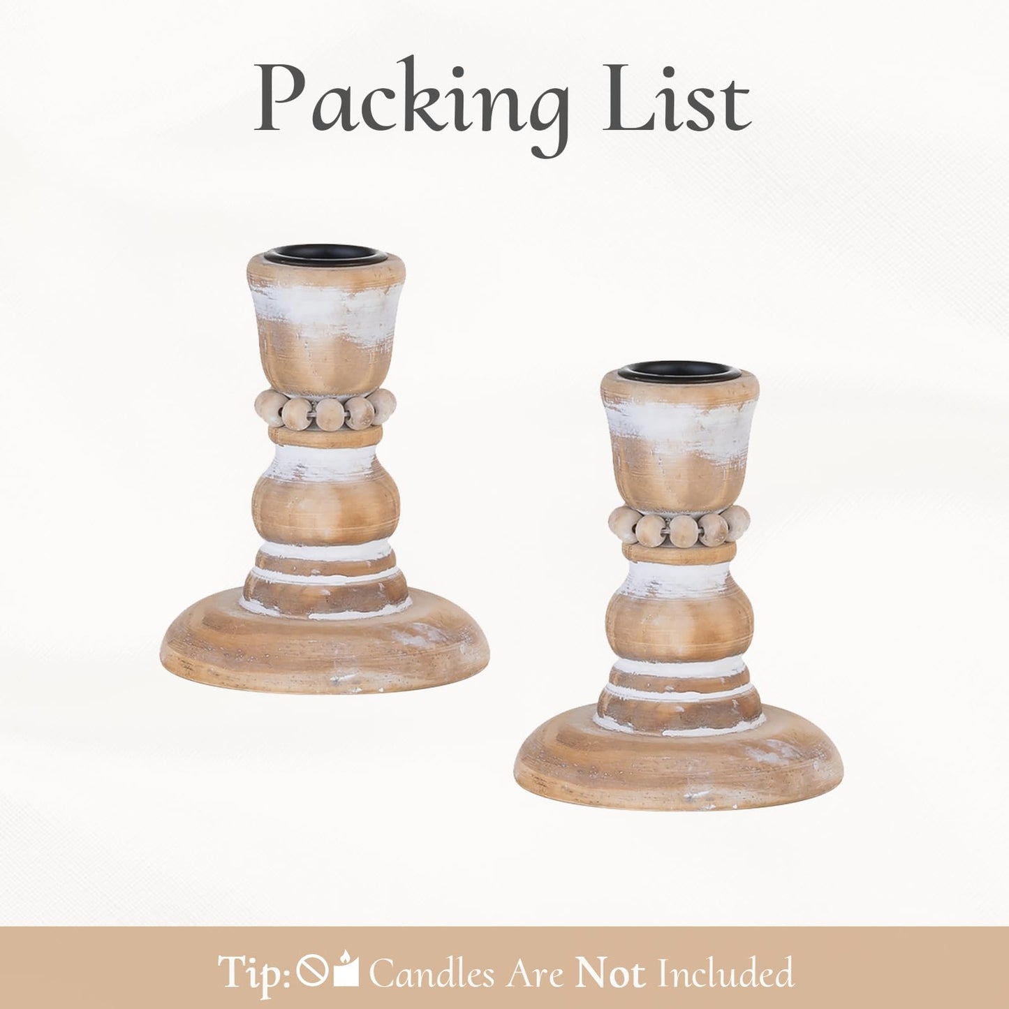 Inweder Wooden Taper Candle Holders: Rustic Wood Candlestick Holders Farmhouse Fall Decor for Living Room Dinning Table Centerpiece Christmas Set of 2
