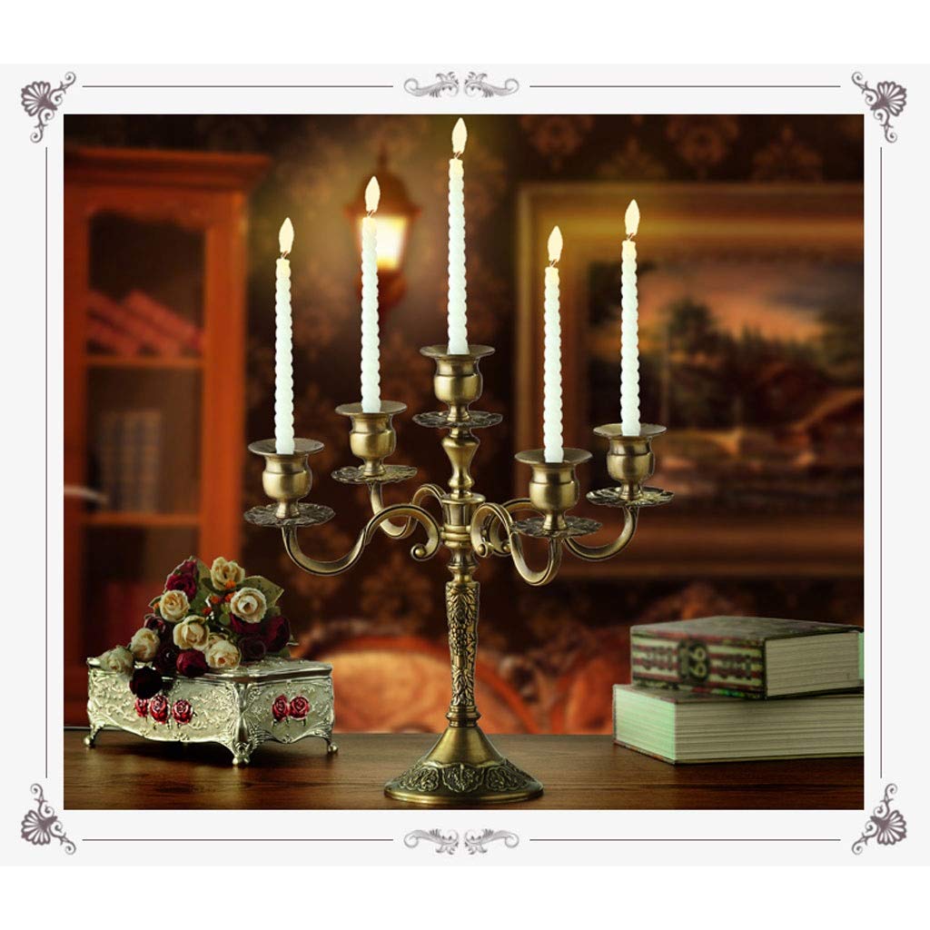 XILIN-1987 Candle Holderss European Elegant Candle Stand with 5-stem .Metal Candelabra Retro Candlestick Holder for Candlelight Dinner and Table Decoration,Bronze Finish Decorative Candlestick