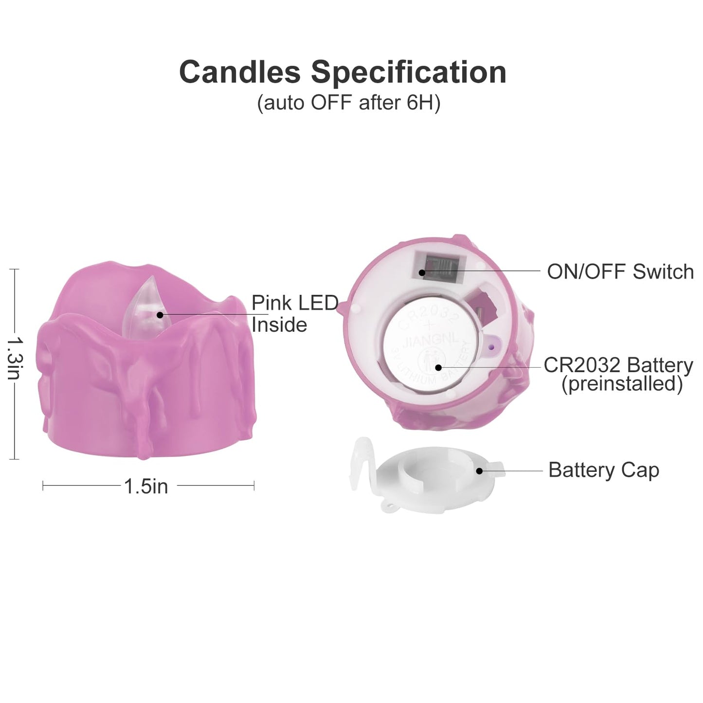 Windshell Pink Flickering Flame Tealight Candles with Auto 6H Timer (No Remote), Battery Operated LED Flameless Tea Lights with Melting Design, for Valentine‘s Day Wedding Party, 12 Pack