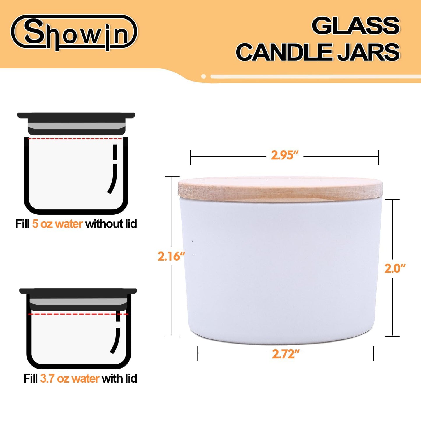 SHOWIN Thick Candle Jars for Making Candles 20 Pcs, 4 OZ Empty Jars with Wood Lids for Candle Making, Sample Container, Matte White