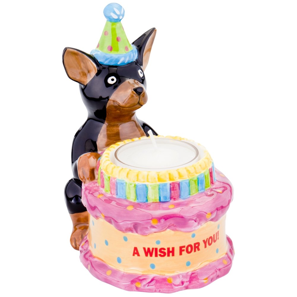 Animal World - Chihuahua with Birthday Hat Birthday Candle Holder
