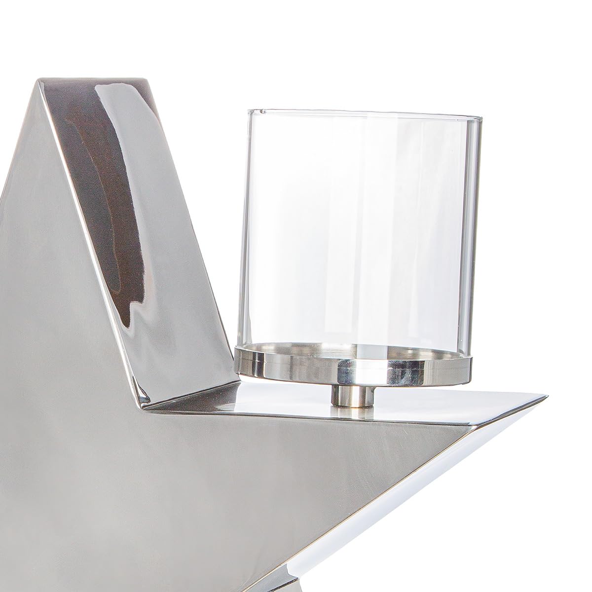 GILDE Lantern Light Star Made of Stainless Steel – Shiny – Silver – Height 37 cm x Width 39 cm – Tea Light Holder