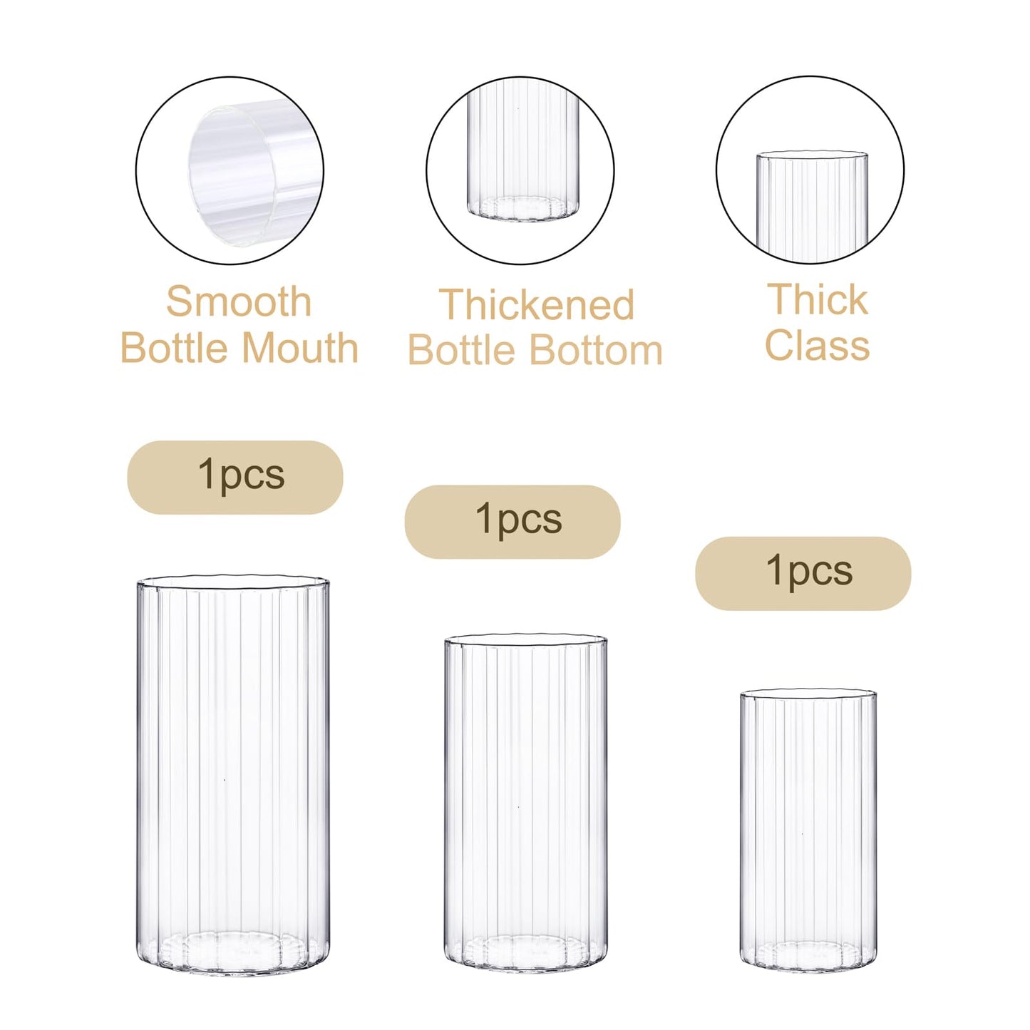 yshengood 6 Pcs Glass Hurricane Candle Holder Ribbed Glass Candle Holder - Elegant & Easy to Use, Perfect for Wedding, Holiday, Party Decor, Home and Event Essential