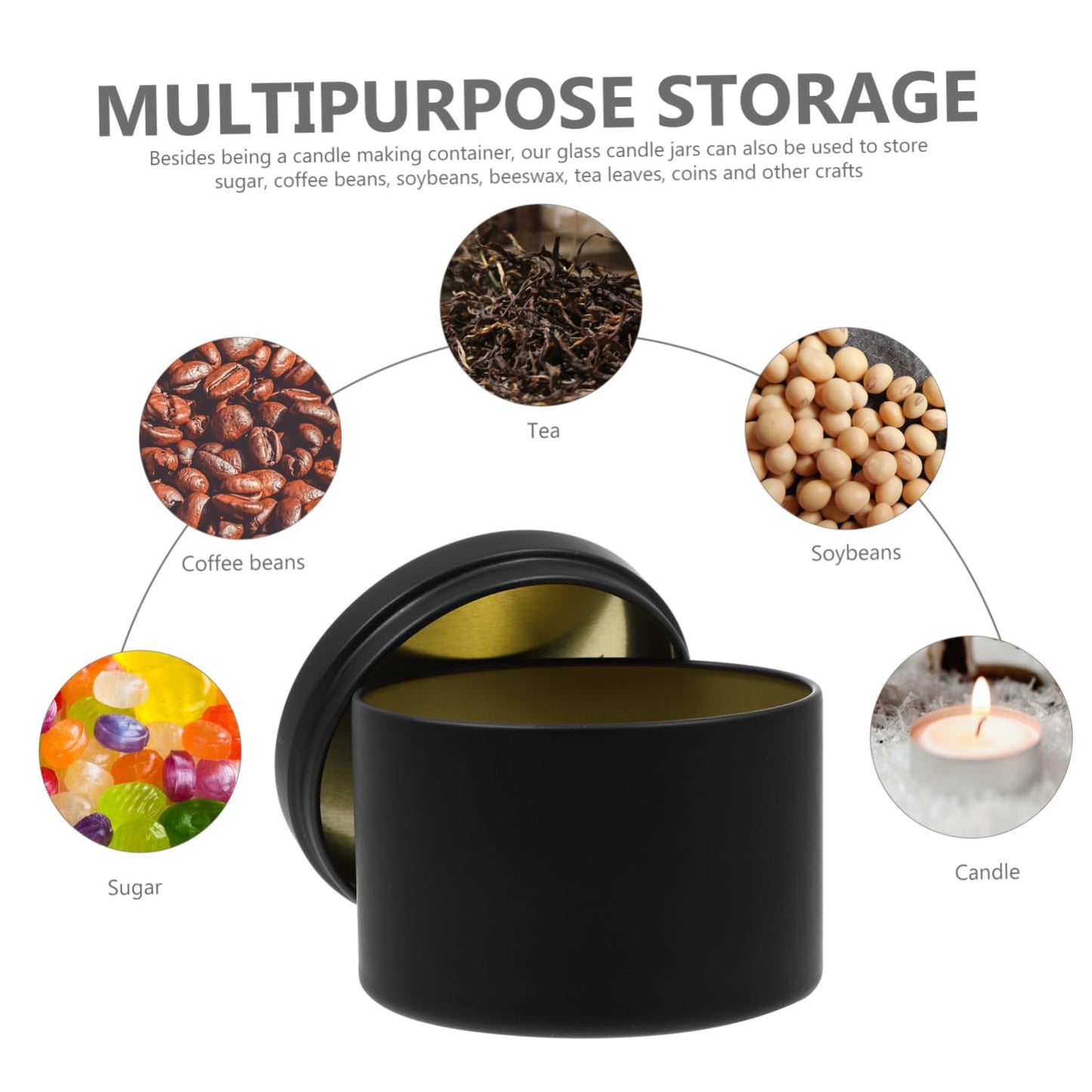 OHPHCALL 3pcs Metal Candle Jars Lids Practical Iron Candle Containers for Home Decor Parties and Weddings Elegant and Reusable Storage for Candies