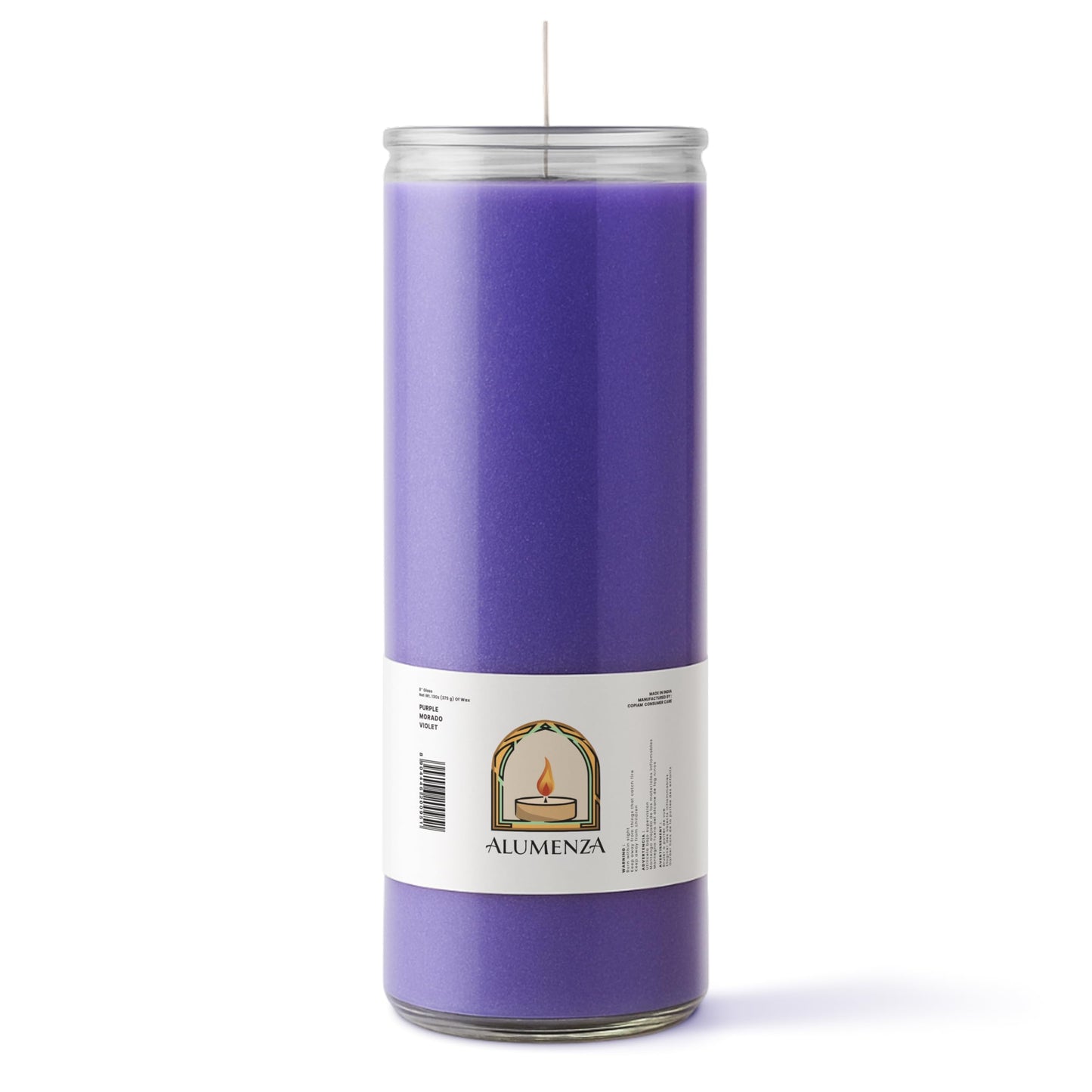 Alumenza Bulk 3 Pack Purple 7 Day Candles in Glass Jar – Paraffin Wax, Clean Burning Unscented | Large & Tall Devotional Prayer Pillar Candles for Home, Memorial, Spells, Long Lasting