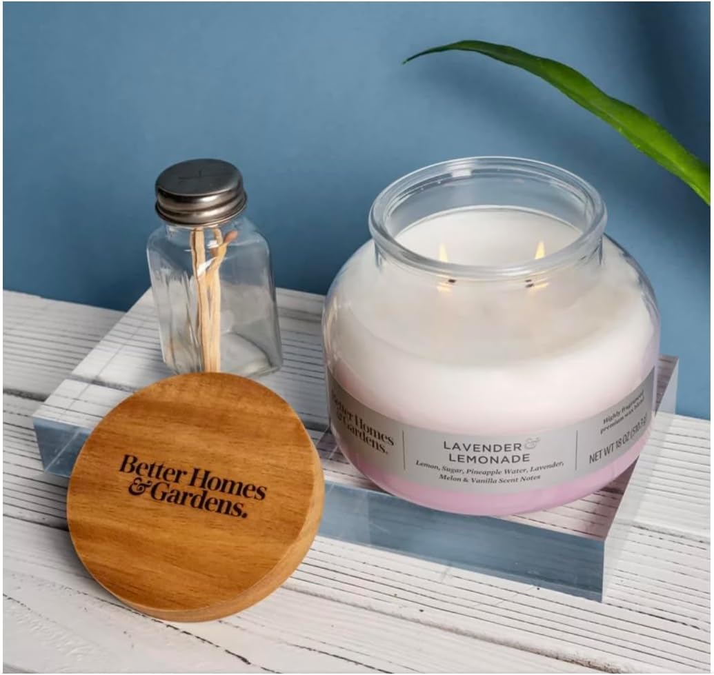 Lavender & Lemonade Scented 2-Wick Ombre Jar Candle, 18 oz Aromatic Home Fragrance Candle
