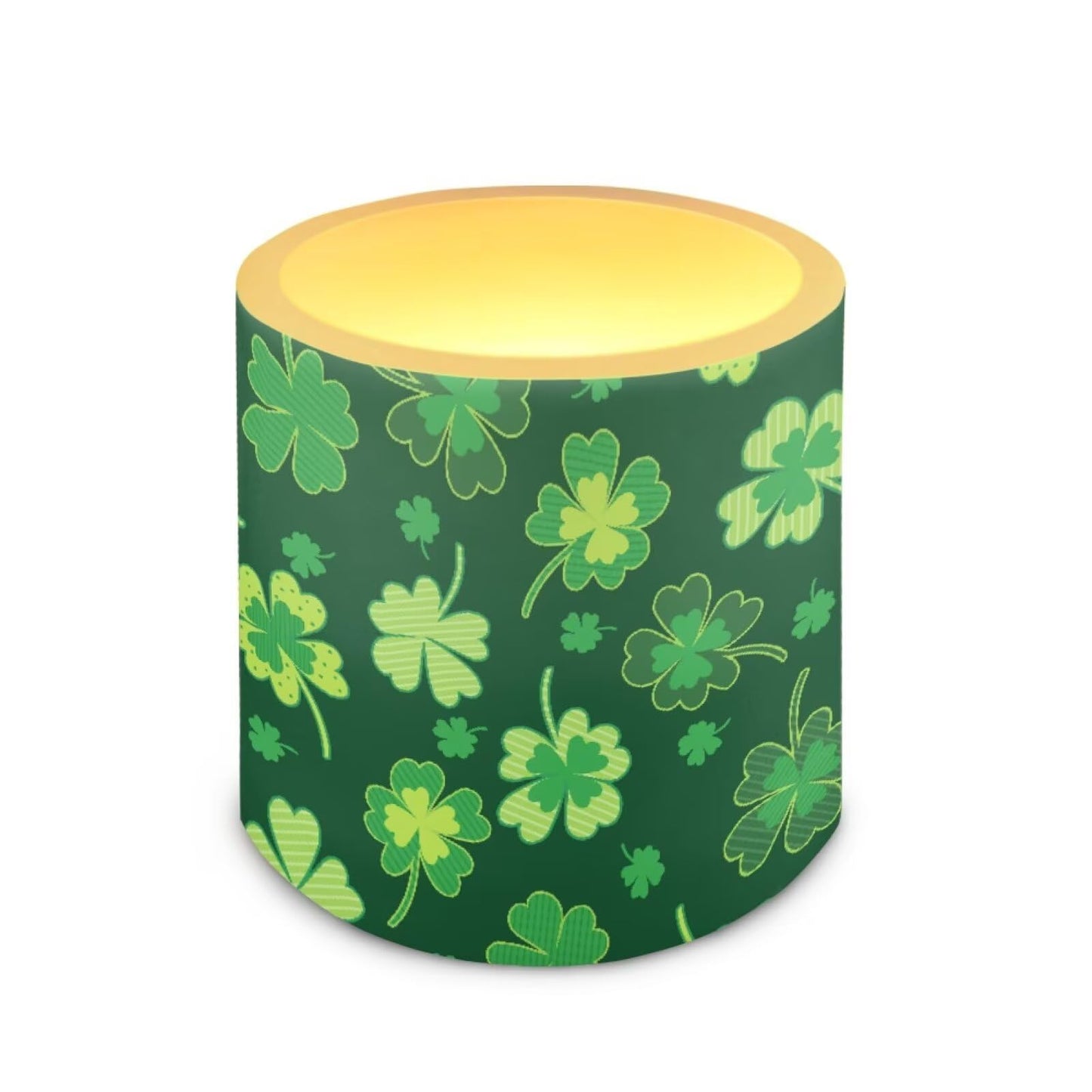 Merkmak St Paddy's Day Shamrocks Flameless Candles with Remote and Timer Battery Operated Flameless LED Pillar Candles for Party, Banquet, Home Decoration Battery Tealights