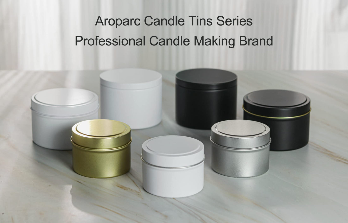 Aroparc Candle Tins 8oz, 24 Piece, Bulk Containers for Candle Making Jars with Lids - Black
