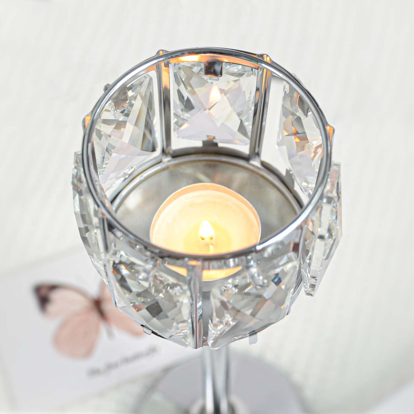KEHAIL 3 Arms Crystal Candle Holders, Arch Candlestick Table Candelabras Centerpieces for Wedding, Dinning Room, Cabinet Ornaments, Home Decoration, Gift (3-arm Arched Set, Silver)
