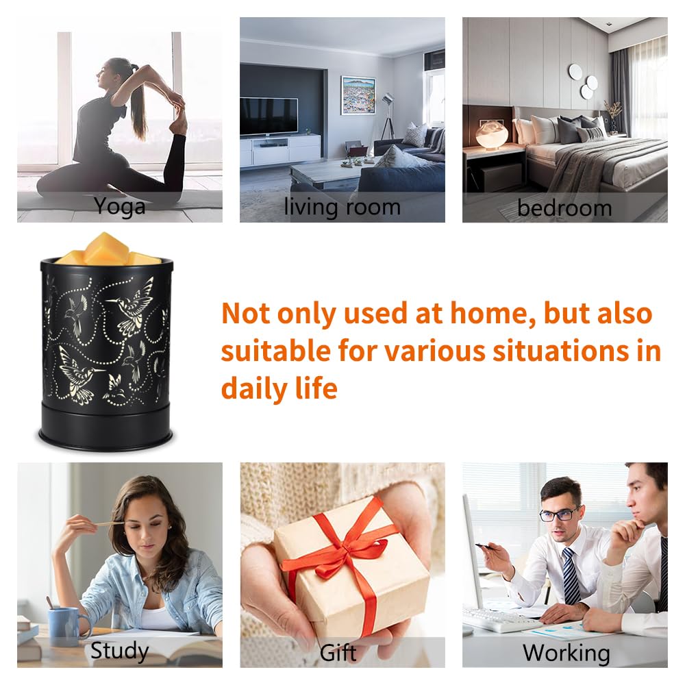 nawaza Metal Wax Melts Warmer 2-in-1 Electric Fragrance Candle Wax Melter and Wax Cubes with LED Light Aromatherapy Essential Oil Burner for Home Office Room Bedroom and Home Décor(Hummingbird Flock)