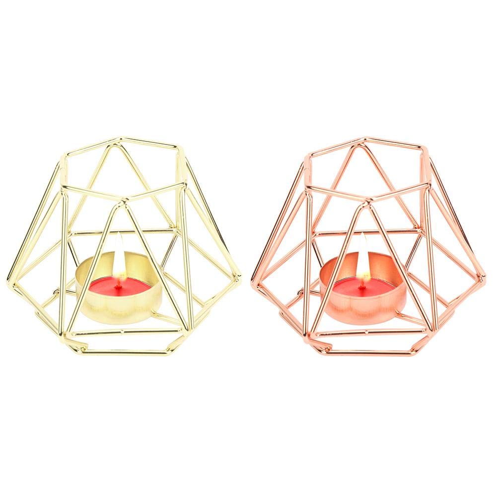 Geometric C and le Holder,Metal Nordic C and lestick,Centerpieces for Wedding, Home Decor Ceremony and Anniversary,C and lestick for Home Tabletop Art Deco(Rose Gold)
