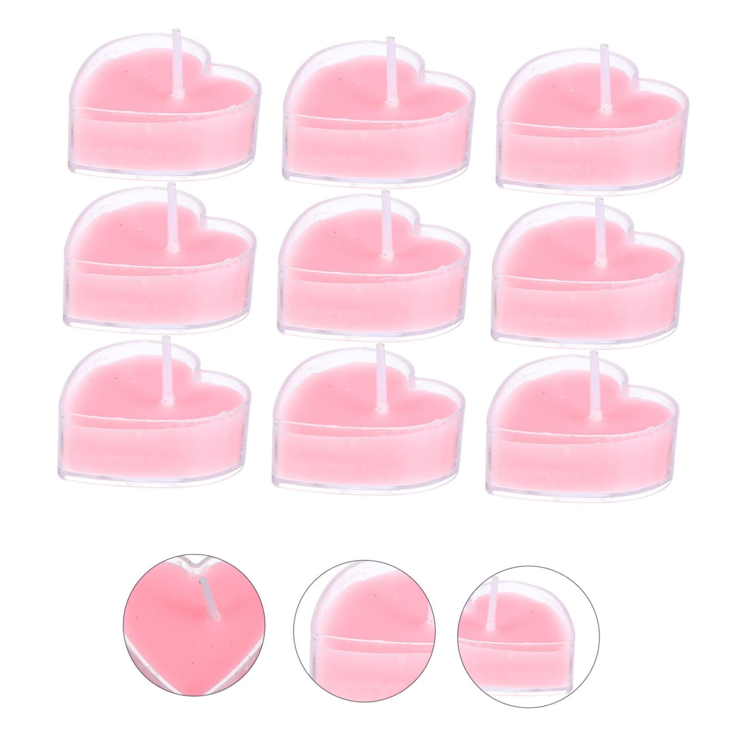Anneome 9Pcs Heart Shaped Scented Candles Pink Rose Eco Friendly Tea Light Candles for Home Wedding Romantic Decoration Safe No Smoke