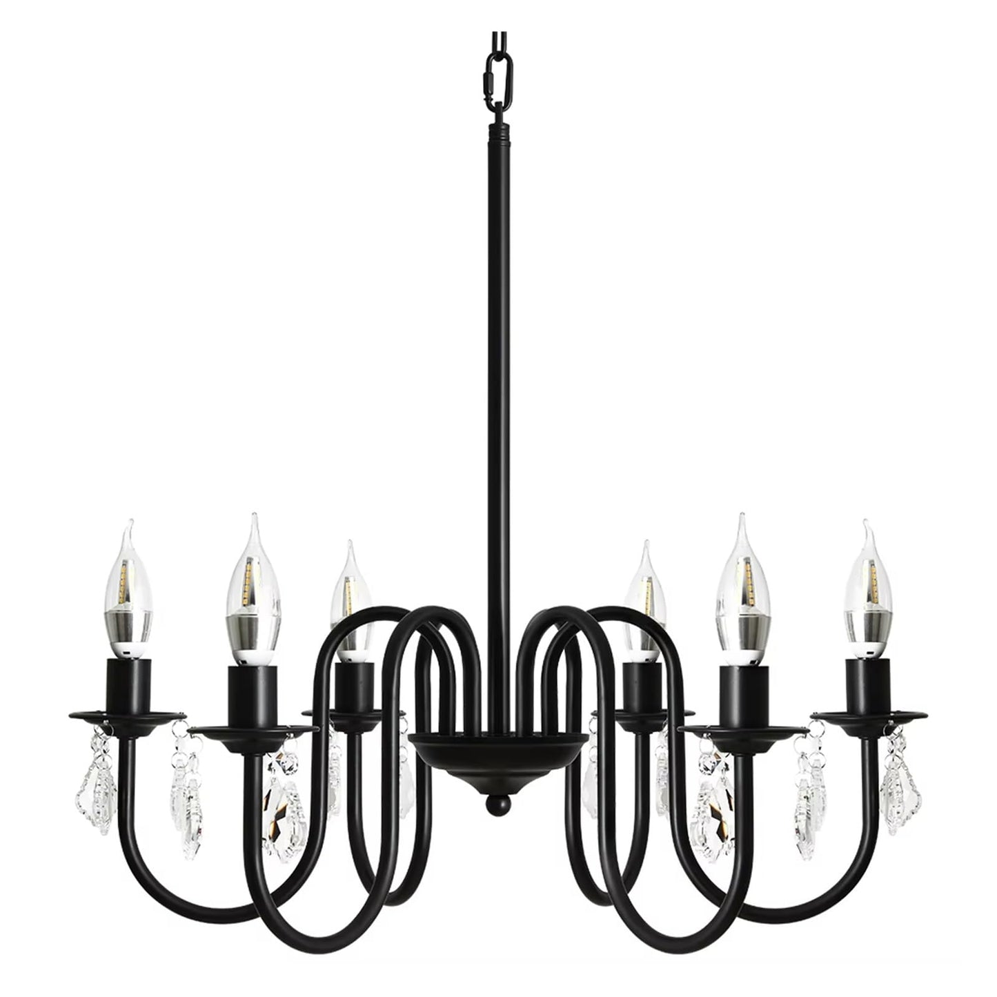 Ceiling Chandelier Iron Crystal LED Hanging Light Candle Pendant Lamp E14 Lustre Home Kitchen Living Dining Room Hotel ,Comfortable Lighting