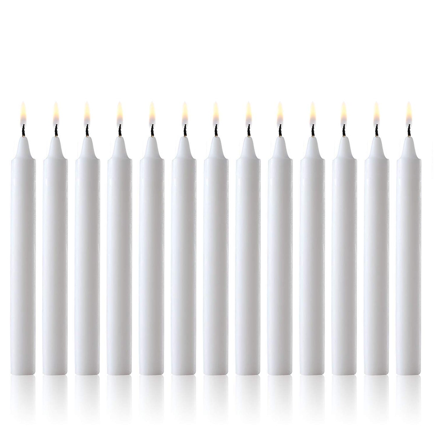 White Taper Candles - Set of 60 Dripless Chimes Candles - 4 inch Tall, 1/2 inch Diameter - 1.5 Hour Clean Burn