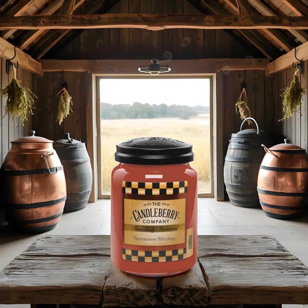 Candleberry Candles | Strong Fragrances for Home | Hand Poured in The USA | Highly Scented | 135 Hour Burn Time | Large Jar (Tennessee Whiskey)