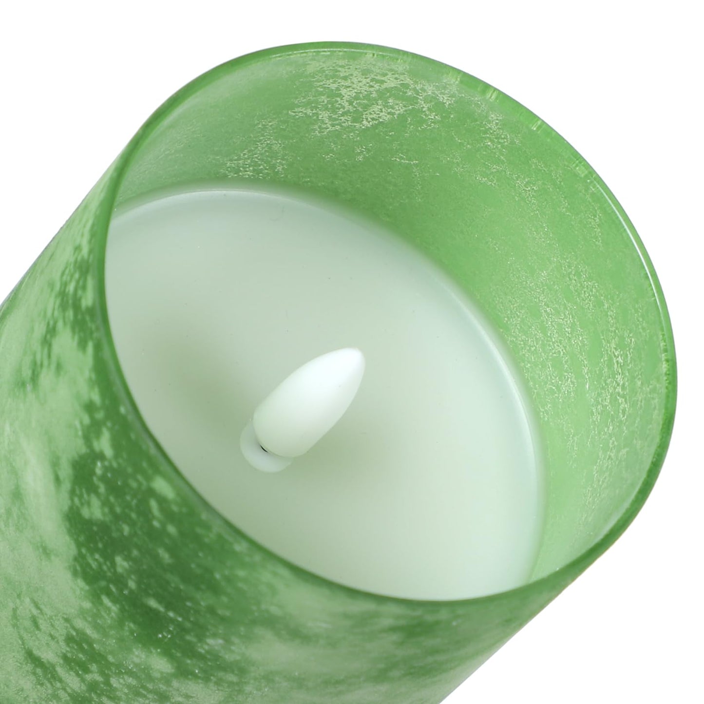 HJANDHJ Green Flameless Candles with Timer - Glass Battery Operated LED Candles with 10-Key Remote, Ocean Theme Green Sandblast Flickering Real Wax Pillar Candles for Home Weddings Decor