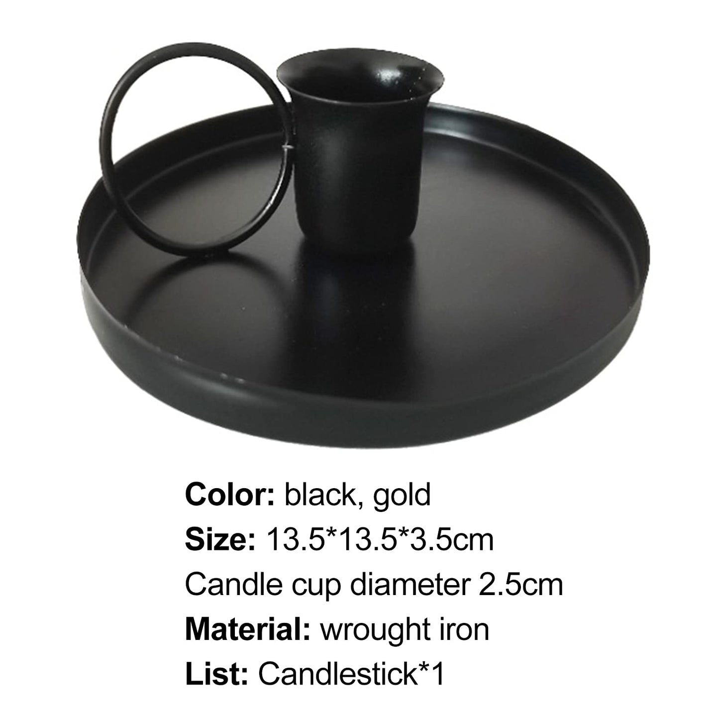 Fullbond Retro Black/golden Iron Candlestick Holders Candle Holder European Style Wear-resistant Wrought Iron Taper Candle Holder for Wedding Black