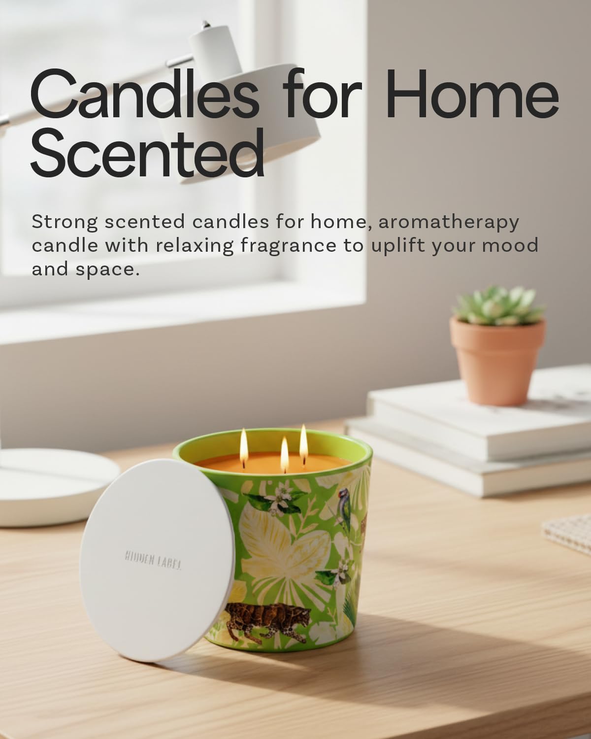 Verbena & Fig Leaf Scented Candle, 30oz Large 3 Wick Soy Candle, 100+ Hours Long Burning, Spa-Quality Aromatherapy for Home & Bathroom, Non-Toxic Luxury Candle Gifts for Housewarming