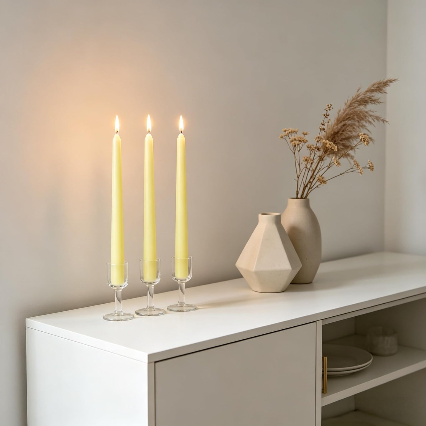 20-Pack Yellow Taper Candles Unscented, 10 Inch Tall Dinner Table Candlesticks for Wedding Centerpieces, Bulk Tapered Candles Long Burning Smokeless Dripless, Bright Decorative Candles for Home Decor