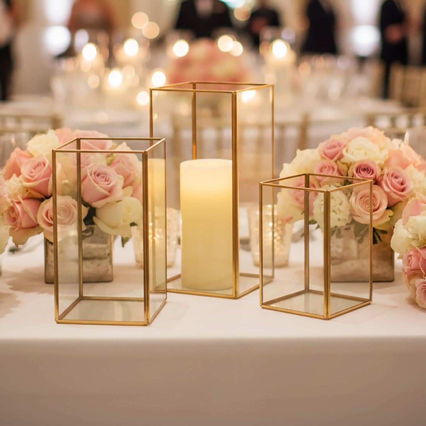 Fun Express Set of 3 Square Glass Candle Holders – Elegant Home Décor for Living Room Dining Room & Special Occasions – Stylish Glass Candle Stands for Table Settings & Modern Interiors – 3 Pieces