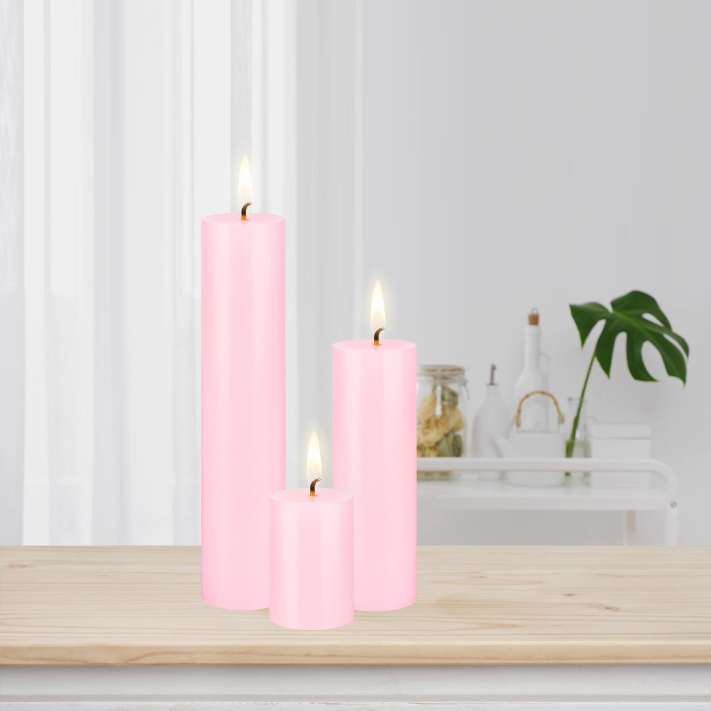 Mega Candles 3 pcs Unscented Solid Pink Pillar Candles, Hand Poured Premium Wax Candle 2 Inch x 3 Inch, Home Décor, Spas, Weddings, Occasions, Party, Centerpieces, Holidays, Vigils, Prayers