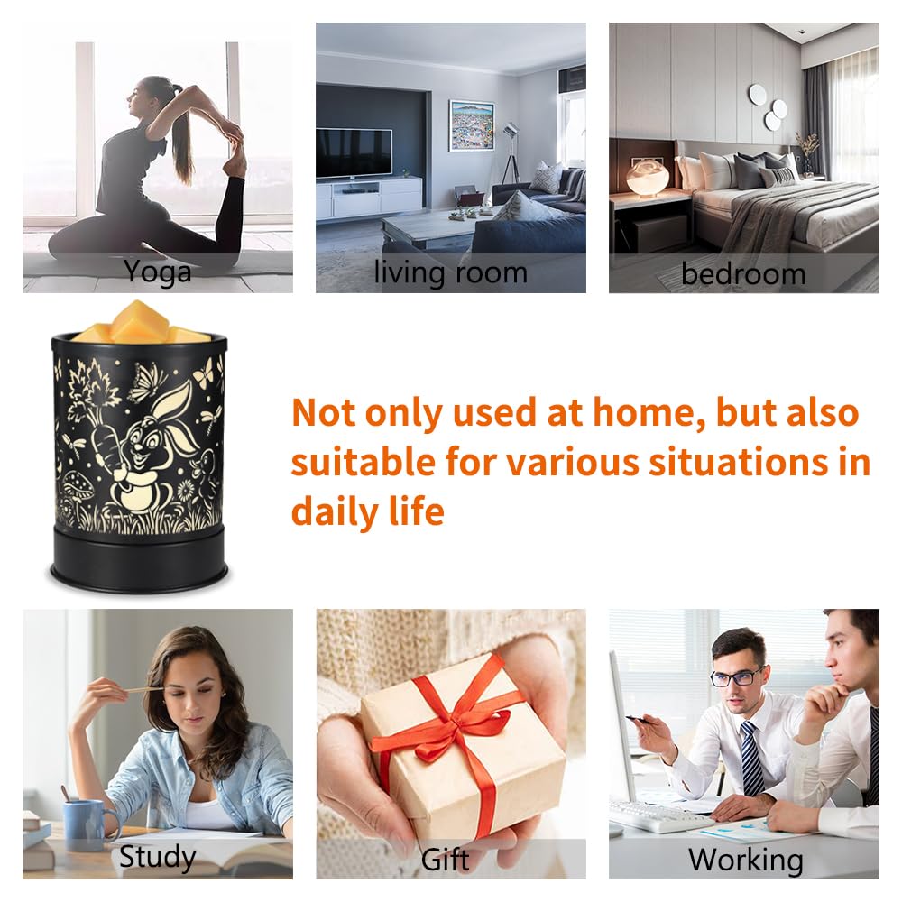 nawaza Metal Wax Melts Warmer, 2-in-1 Electric Scented Candle Wax Melter and Wax Cubes, Aromatherapy Essential Oil Burner for Home Décor Office and Bedroom, with LED Light(Rabbit)