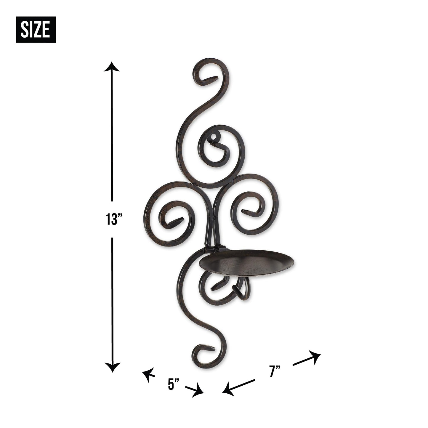 Scrollwork Candle Wall Sconce 13" Tall