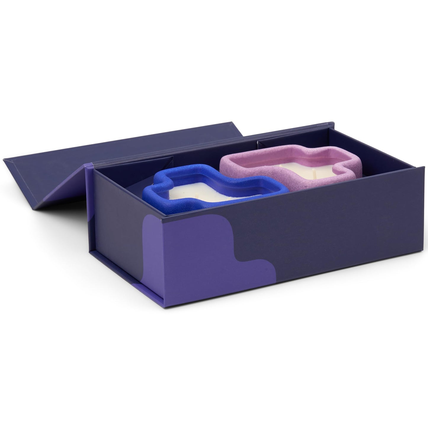 Paddywax Jigsaw Ceramic Candle Set of 2, Soy Wax Candle, Cobalt & Lavender, Wisteria & Ember Resin, 8 oz