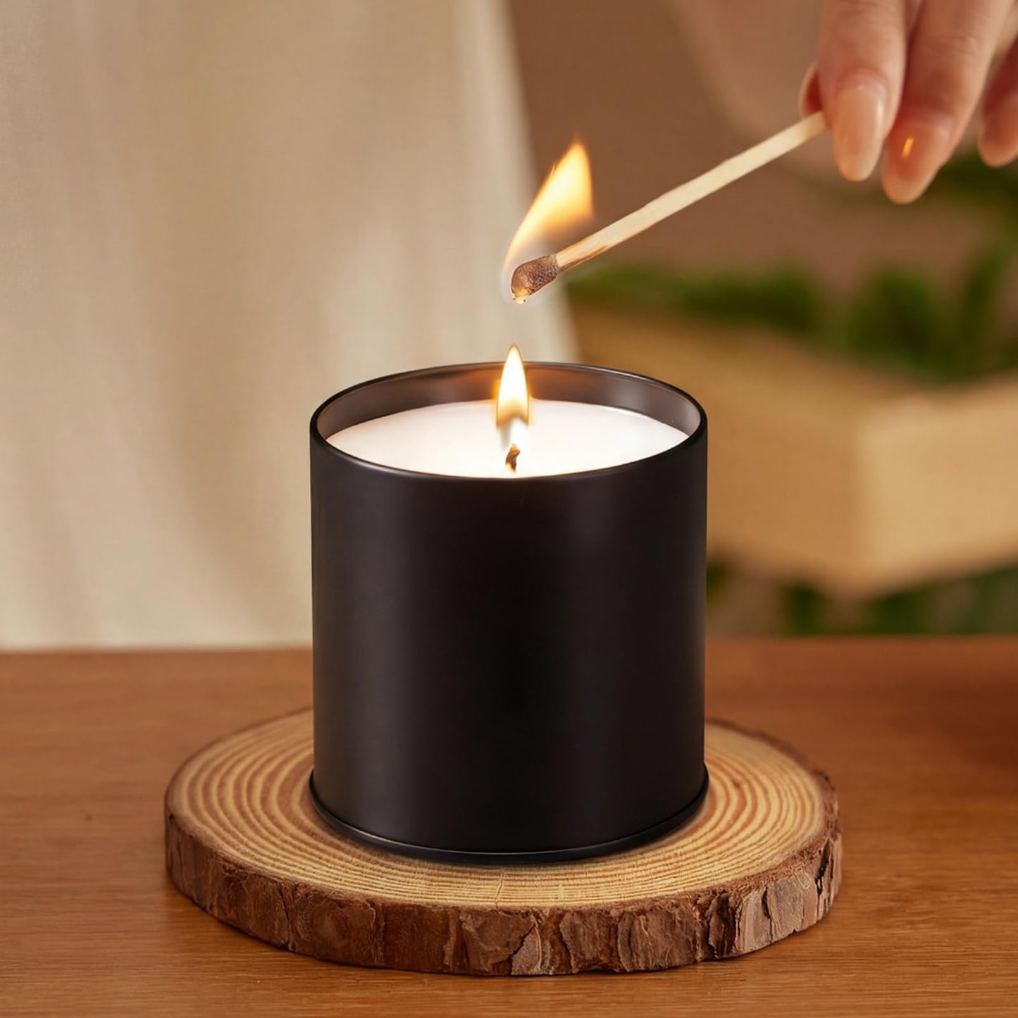 Nexuraze Empty Candle Tins for Making Candles with Lids, Tinplate Material, Warning Label Printed on Can Bottom (Black)