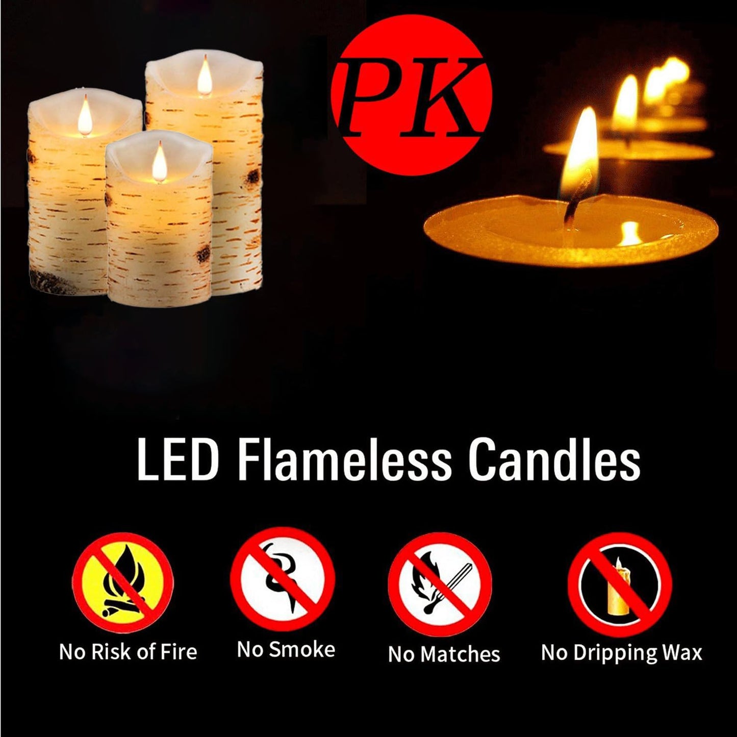 Biyanuo Flameless Battery Operated LED Candles 3D Wick with10key Button Remote Control 24-Hour Timer Set of 3 Electric Flickering Pillar Real Wax,Wedding, Party, Christmas and Home Decoration