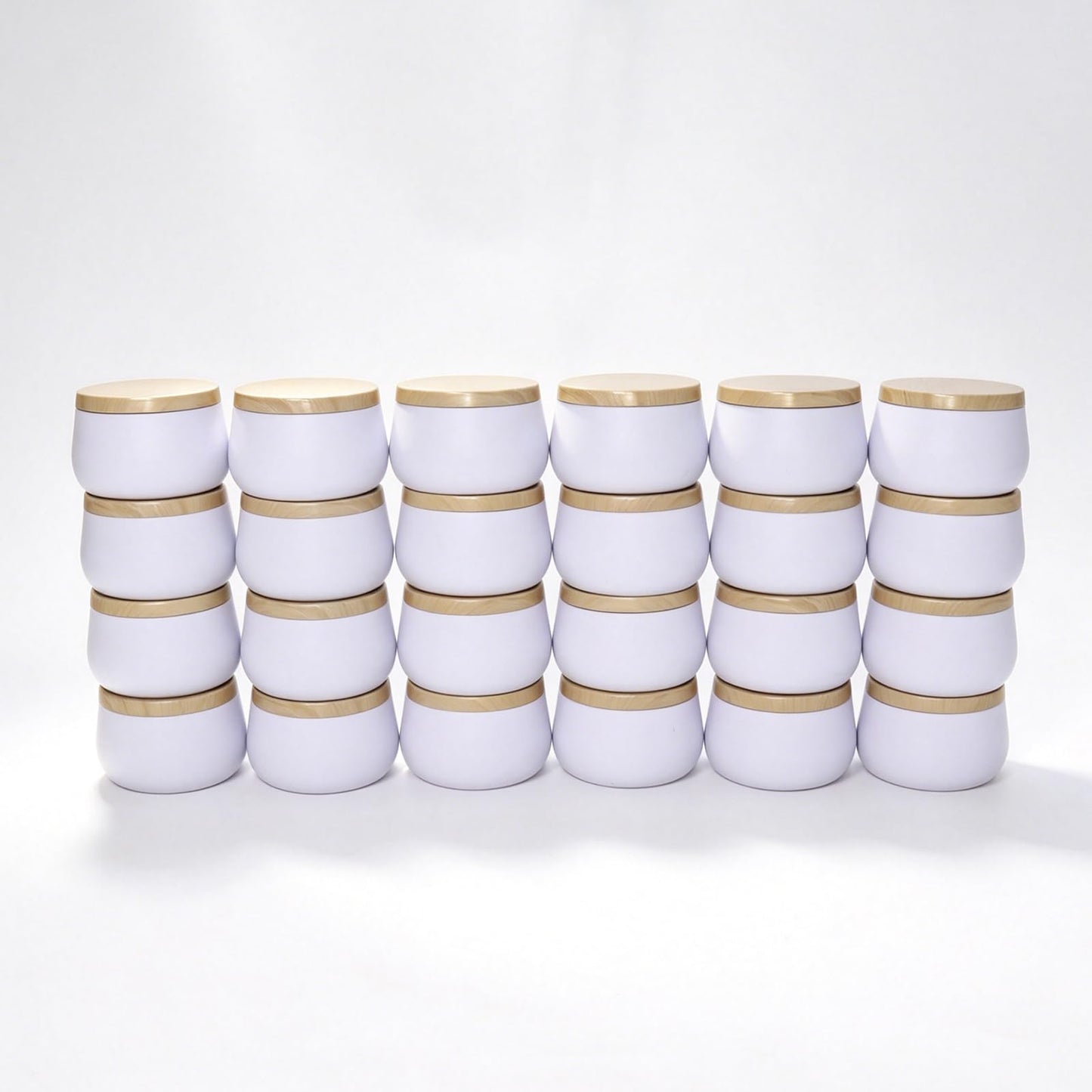 24 Pack 8 oz Candle Tins with Lids, Empty Metal Jars for Candle Making, Matte White Candle Containers with Wooden Grain Lids for DIY Aromatherapy, Bulk Candle Making Supplies for Making Small Business