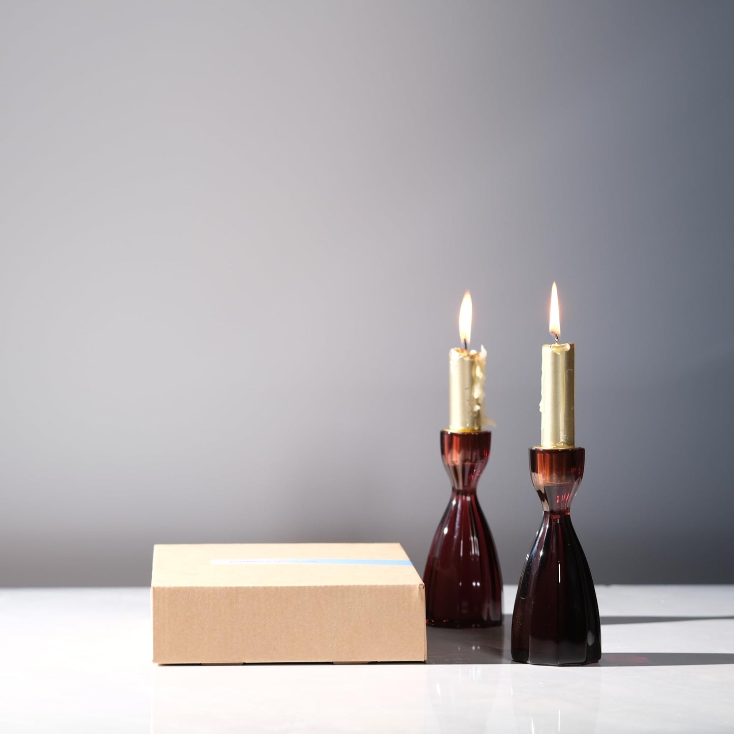 ICNBUYS Twizzle Twist Candle Holder, Decorative Candlestick for Table Display, Romantic Decoration, Unique Home DÉCOR Aesthetic, Housewarming Gift, Brown Height 5.7 inches Set of 2 - Resin