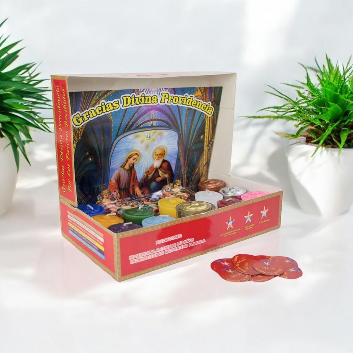 Docenera Divina Providencia | 12-Piece Scented Votive Candles | Colors | Deluxe Edition with Petition Box | New Year