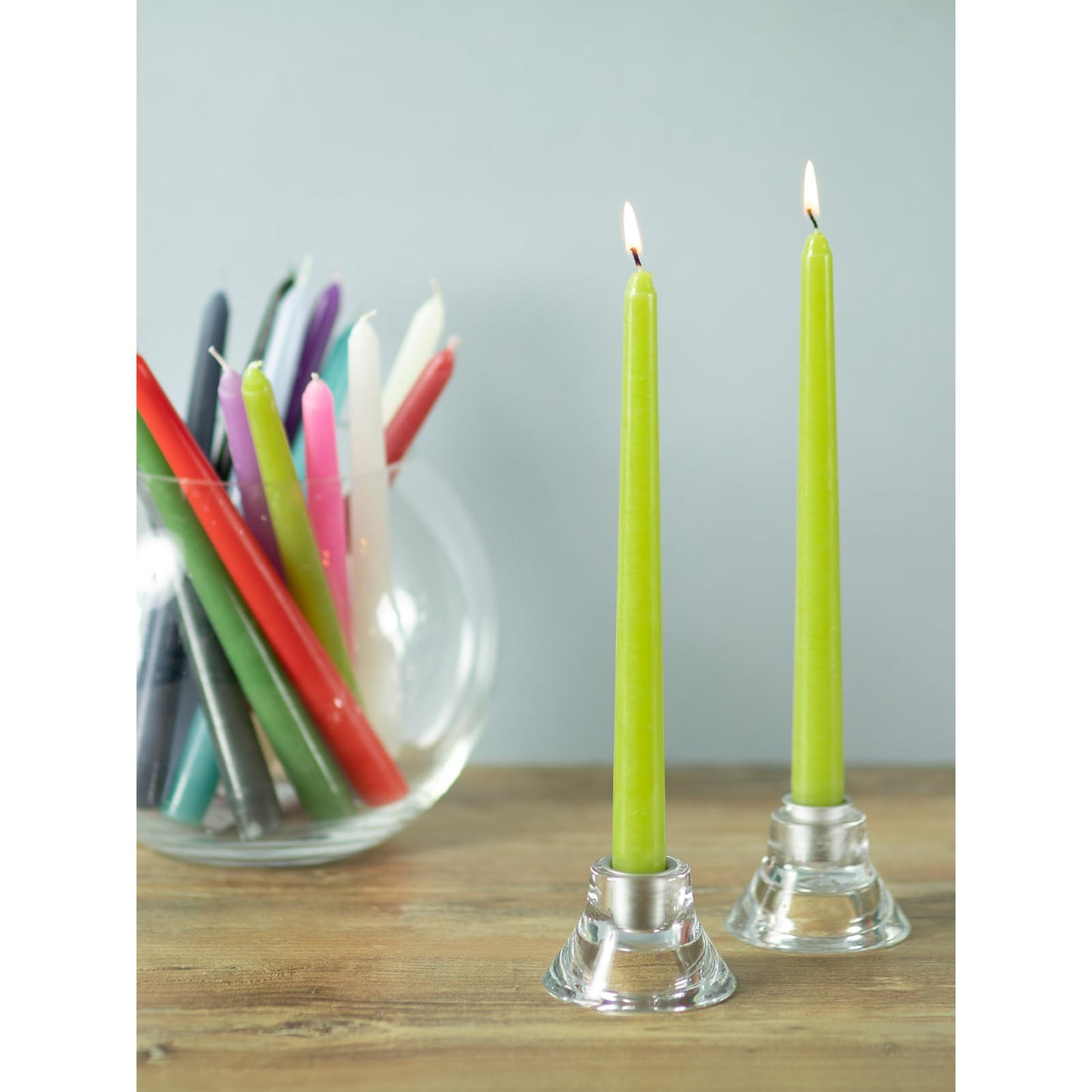 CANDWAX 12 inch Taper Candles Set of 4 - Dripless and Smokeless Candles Unscented - Slow Burning Candle Sticks - Olive Candle Taper