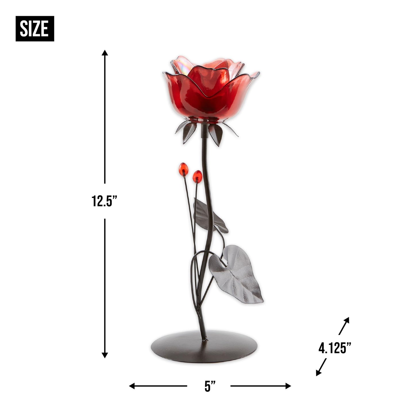 Zingz & Thingz Beauty in The Petals Collection Floral Tealight Candle Holder, 5x4.125x12.5, Romantic Rose