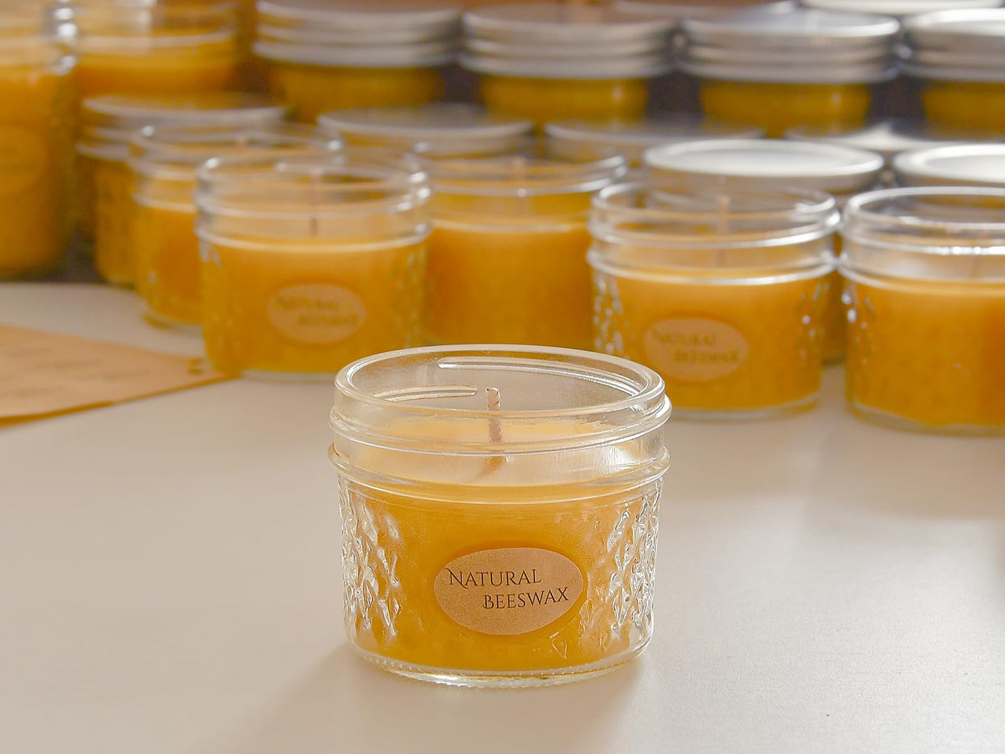 DEYBBY 3 Pack Beeswax Jar Candles Set - Beeswax Candles Gift,18 Hrs Burn - Handpour Bees Wax Candle for Dinner Home Party Spa