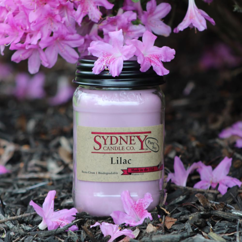 Sydney Candle Co. Soy Wax Spring Candles – Blooming Lilac, 15.5 oz, 2 Pack, Spring Scented Candles for Home, Approx. 180-Hour Burn Time