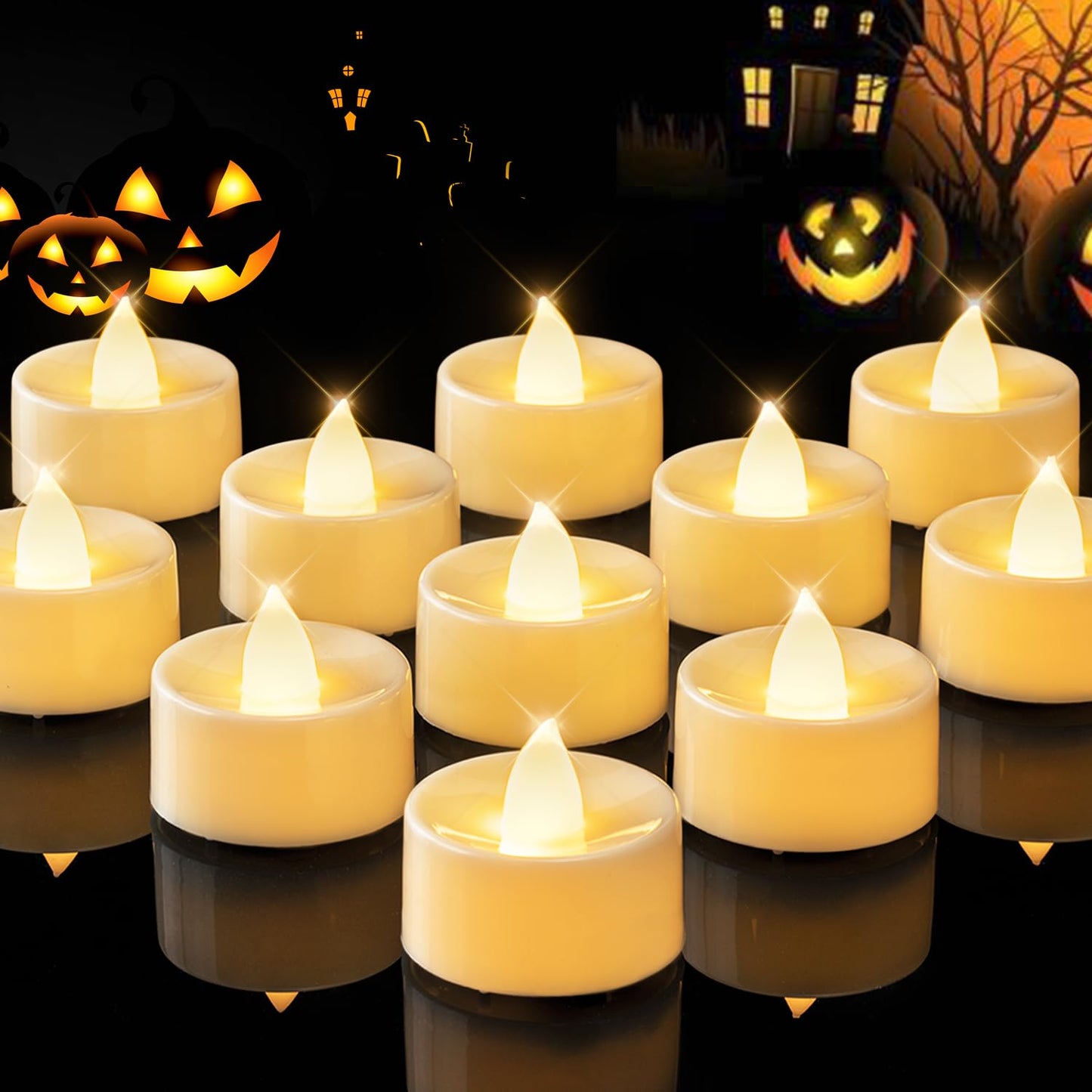 BEICHI Flameless Candles, 24Pack Battery Operated Candle, LED Tea Lights Candles Battery Operated, Flickering Fake Votives for Wedding Party Home Decor- Warm White, Ivory Base