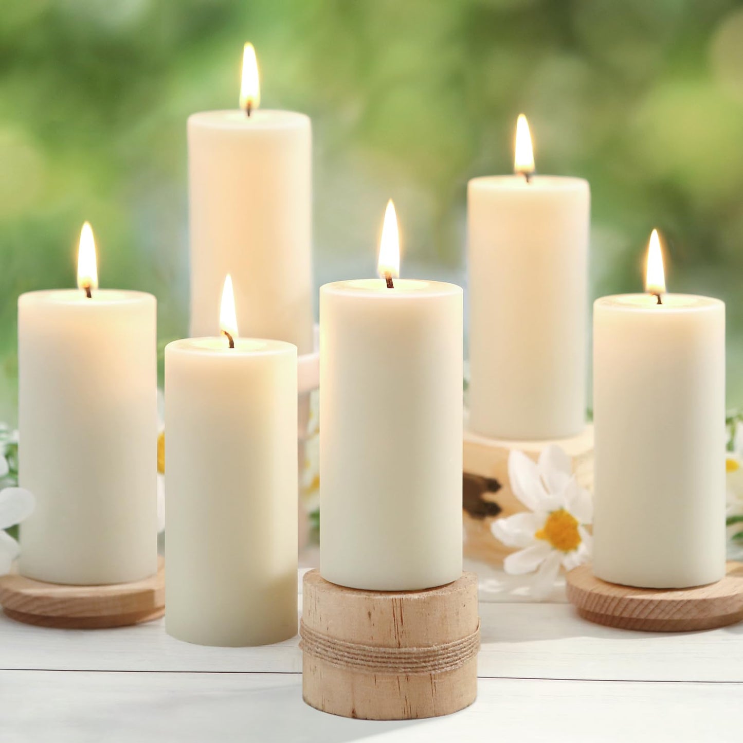 Natural Beeswax Pillar Candles,100% Pure Beeswax Candles-258 Hours Long Burning,Off-White Unscented Bees Wax Candles for Home,Prayer,Dripless Smokeless Organic Pillar Candles Bulk-2x4in-6 Pack
