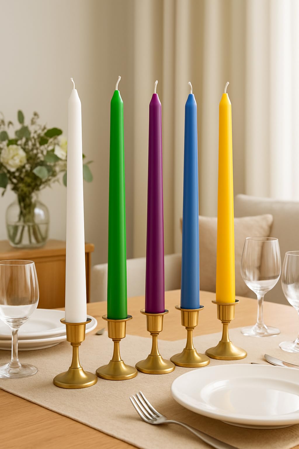 Dinil Pink Taper Candles - 10 Inch Unscented Dripless Smokeless Candlesticks Set of 12 | Perfect for Fall, Halloween, Thanksgiving, Dinner, Wedding and Party Decoration
