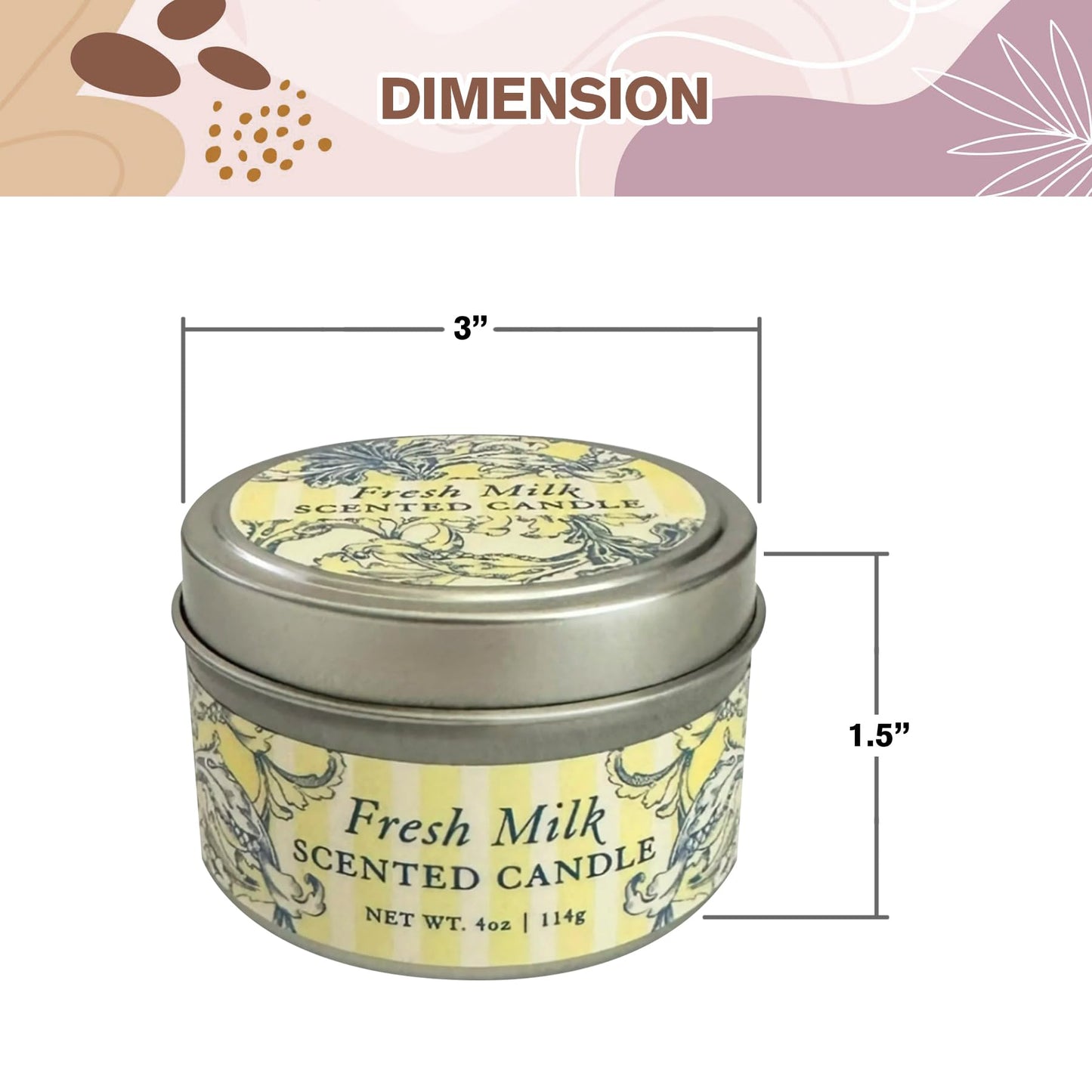 Greenwich Bay Hand-Poured Scented Candle in Decorative Tin – 4 oz/114 g Travel Candle with Lead-Free Wick, Vegetable Wax, Long-Burning Aromatherapy Gift, Single Wick – Made in USA (Fresh Milk)